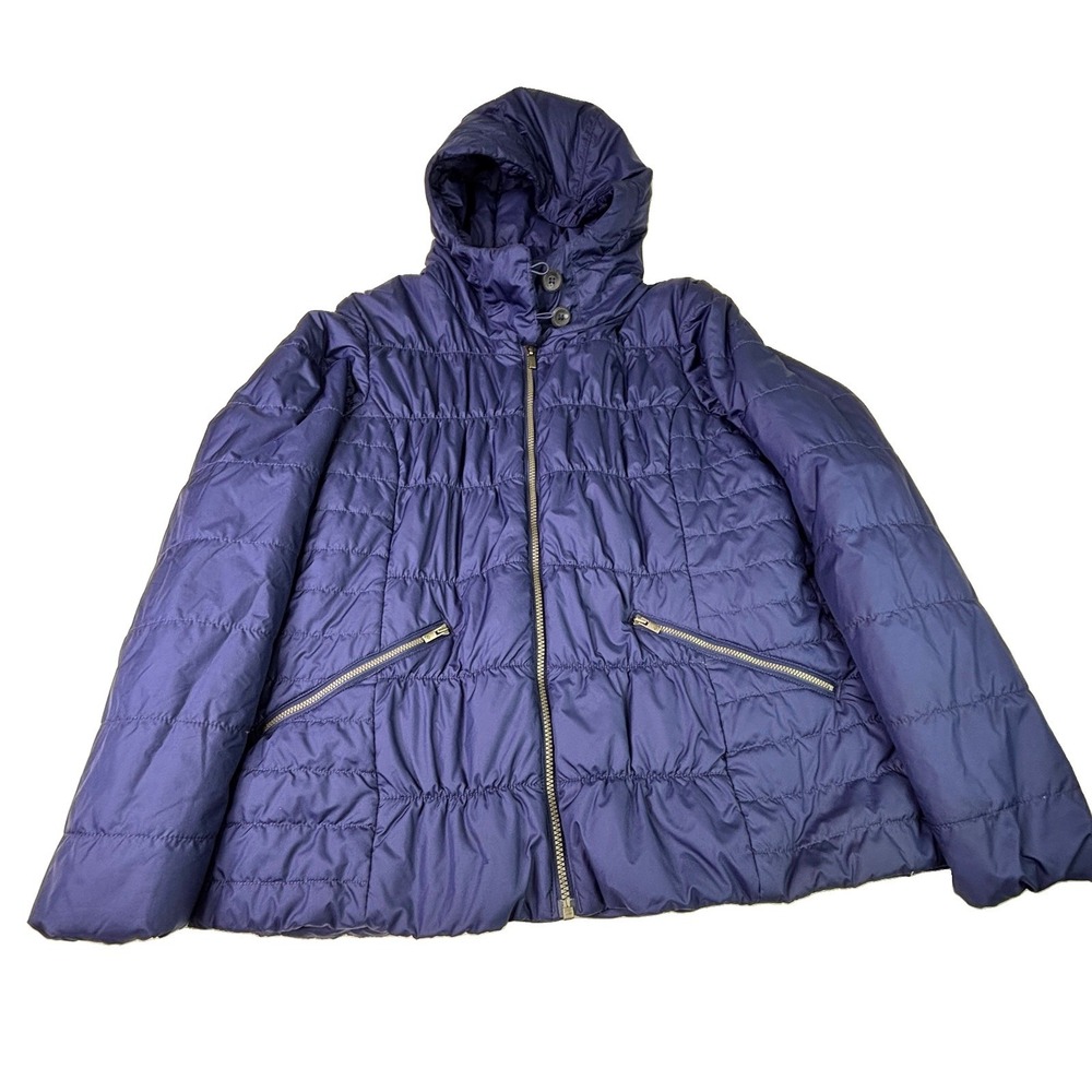 Columbia Thermal Coil Women's Large Puffer Coat Full Zip Pockets Hooded W Flaw
